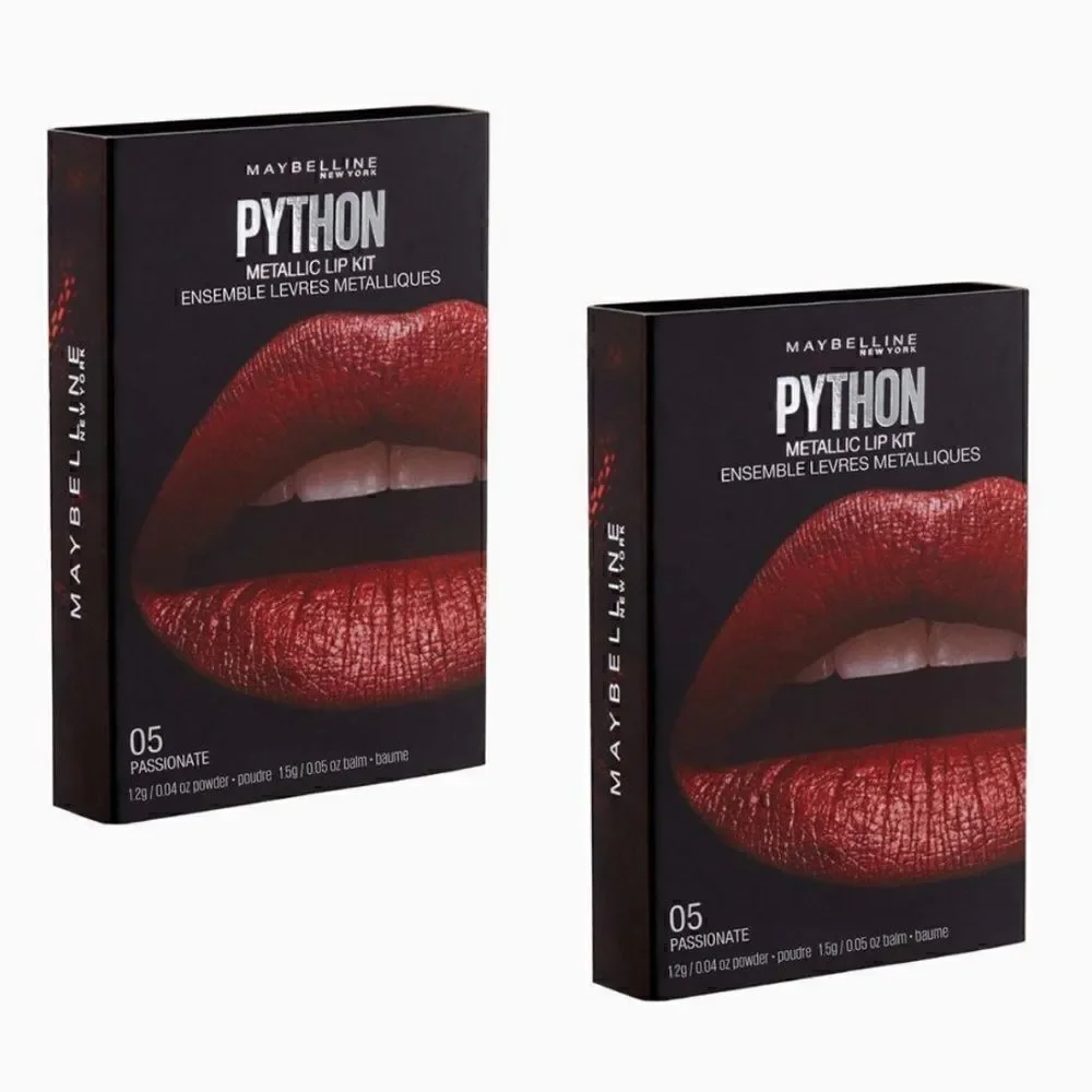 Maybelline Lip Studio Python Metallic Lip Kit, #05 Passionate, Lot Of 3
